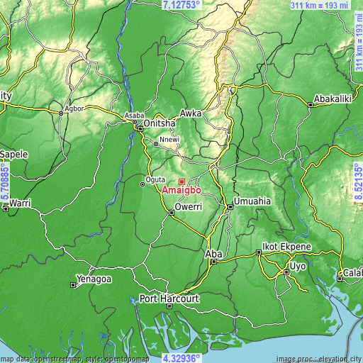 Topographic map of Amaigbo