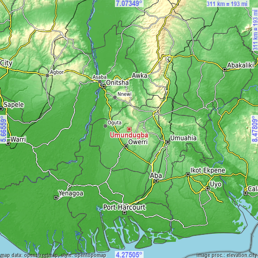 Topographic map of Umundugba