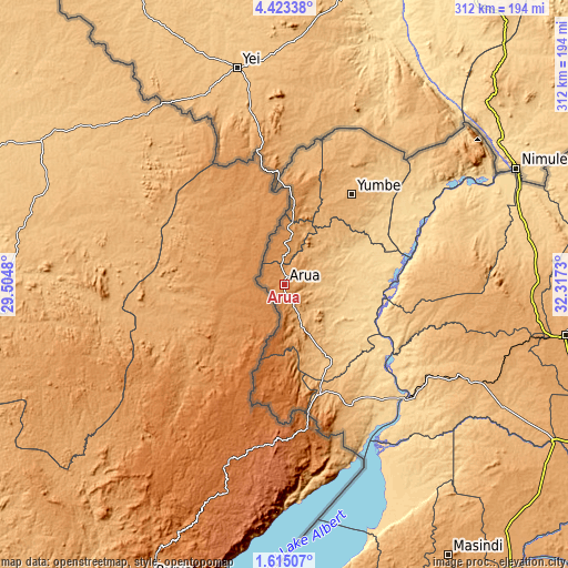 Topographic map of Arua