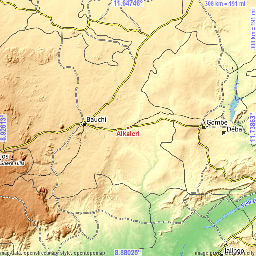 Topographic map of Alkaleri