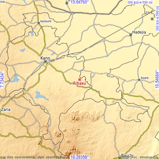 Topographic map of Albasu