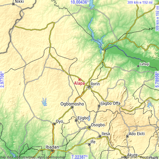 Topographic map of Alapa