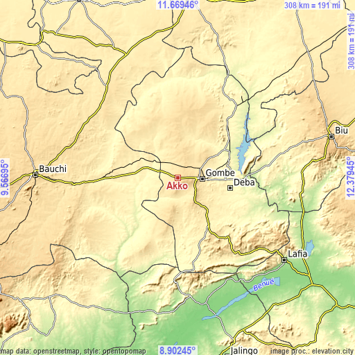 Topographic map of Akko