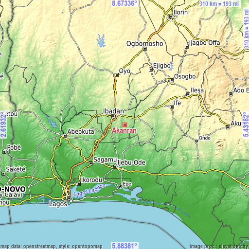 Topographic map of Akanran