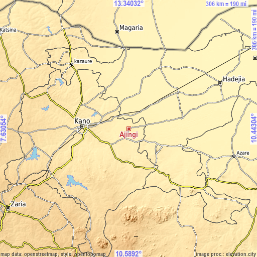 Topographic map of Ajingi