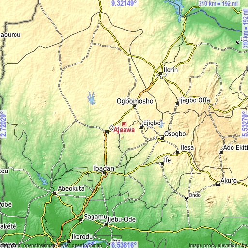 Topographic map of Ajaawa