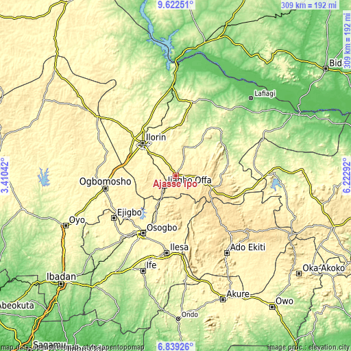 Topographic map of Ajasse Ipo