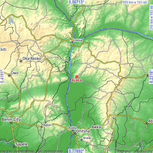 Topographic map of Ajaka