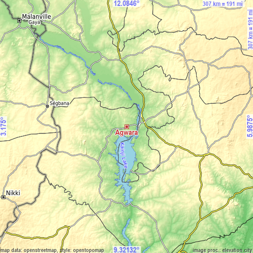 Topographic map of Agwara