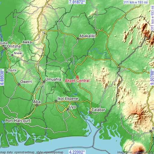 Topographic map of Akpet Central