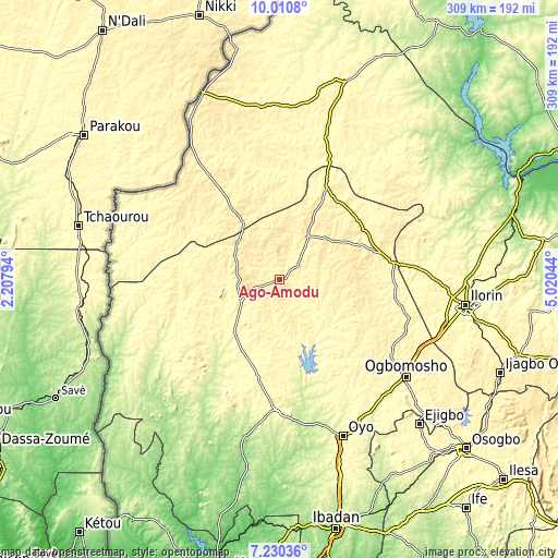 Topographic map of Ago-Amodu