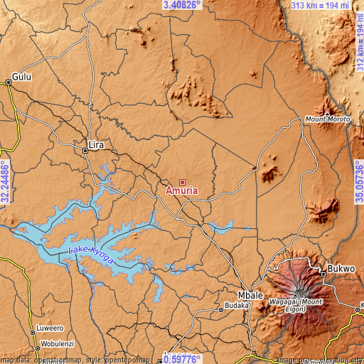 Topographic map of Amuria