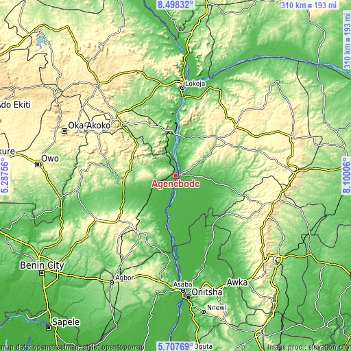 Topographic map of Agenebode