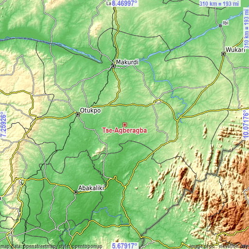 Topographic map of Tse-Agberagba