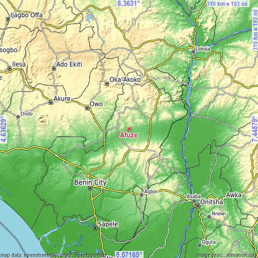 Topographic map of Afuze