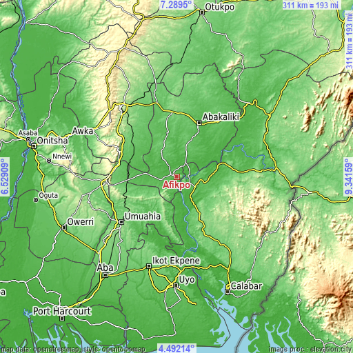 Topographic map of Afikpo