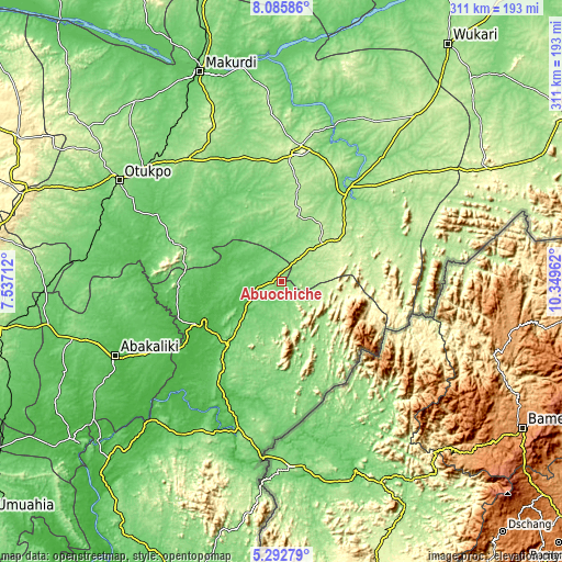 Topographic map of Abuochiche