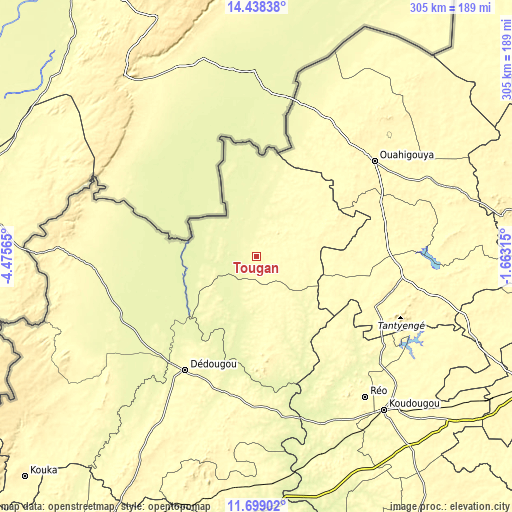 Topographic map of Tougan