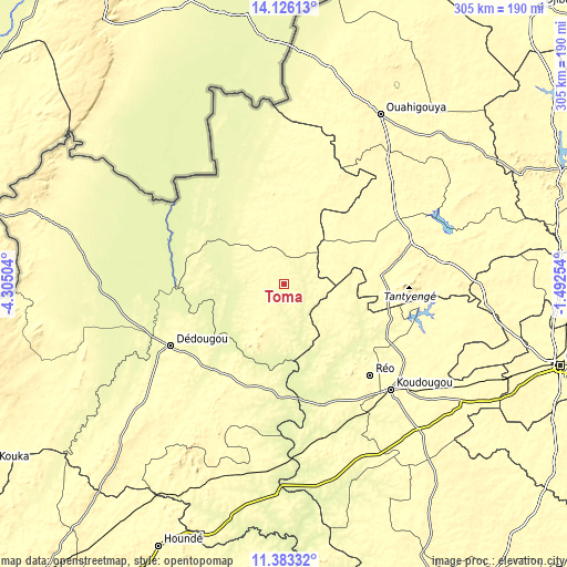 Topographic map of Toma