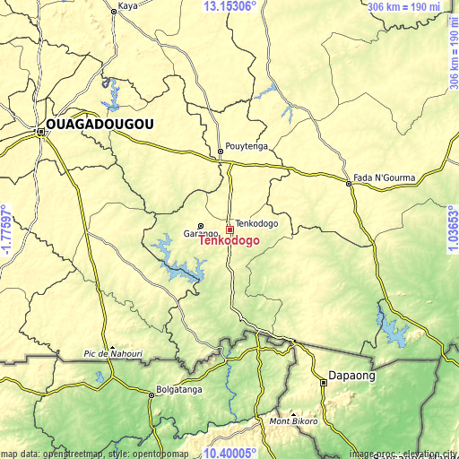 Topographic map of Tenkodogo