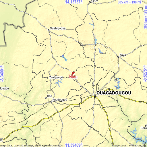 Topographic map of Niou