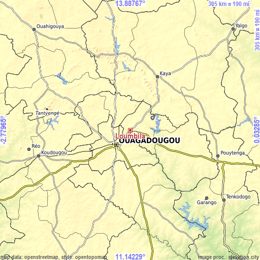 Topographic map of Loumbila