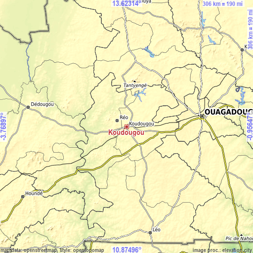 Topographic map of Koudougou