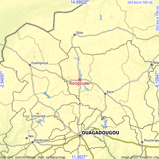 Topographic map of Kongoussi