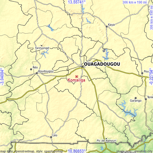 Topographic map of Komsilga