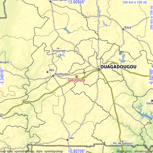 Topographic map of Goulouré