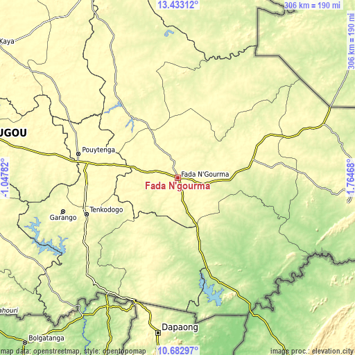 Topographic map of Fada N'gourma