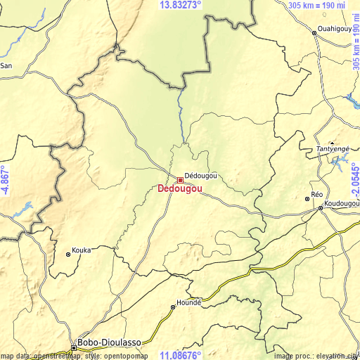 Topographic map of Dédougou