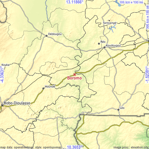 Topographic map of Boromo