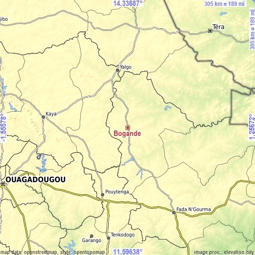 Topographic map of Bogandé