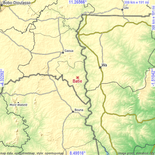 Topographic map of Batié