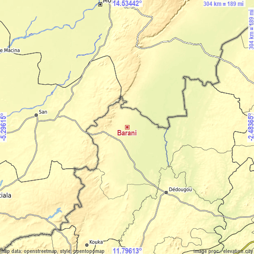 Topographic map of Barani