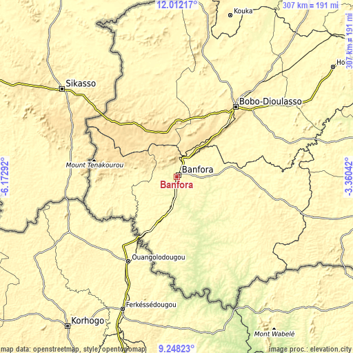 Topographic map of Banfora