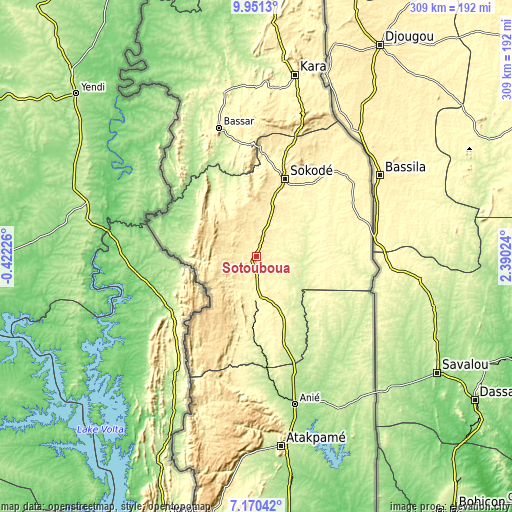 Topographic map of Sotouboua