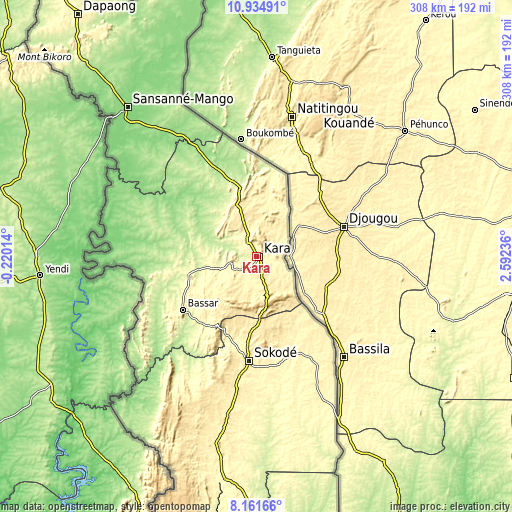 Topographic map of Kara