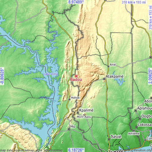 Topographic map of Badou