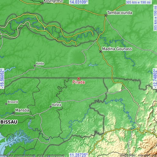 Topographic map of Pirada