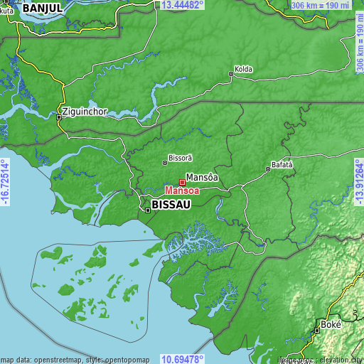Topographic map of Mansôa