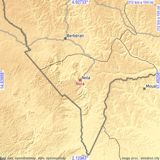 Topographic map of Nola