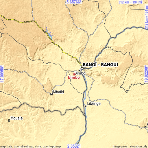 Topographic map of Bimbo