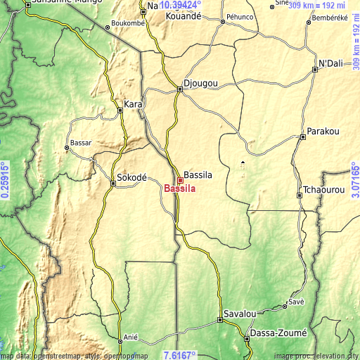 Topographic map of Bassila