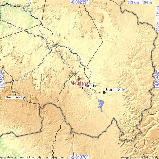 Topographic map of Mounana