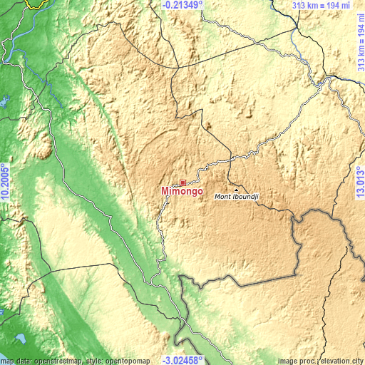 Topographic map of Mimongo