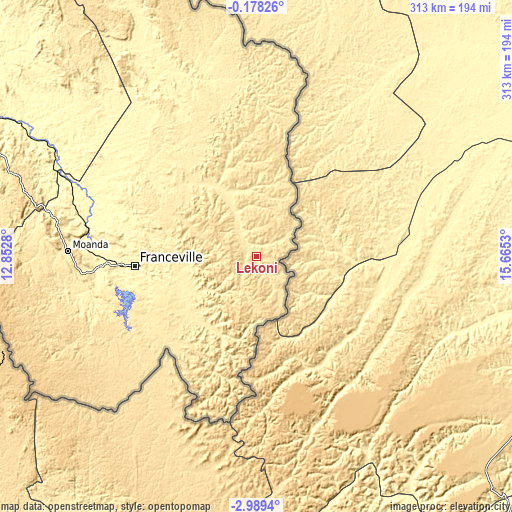 Topographic map of Lékoni
