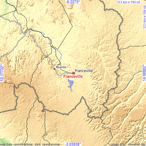 Topographic map of Franceville