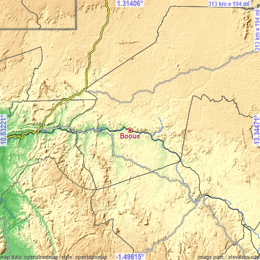 Topographic map of Booué